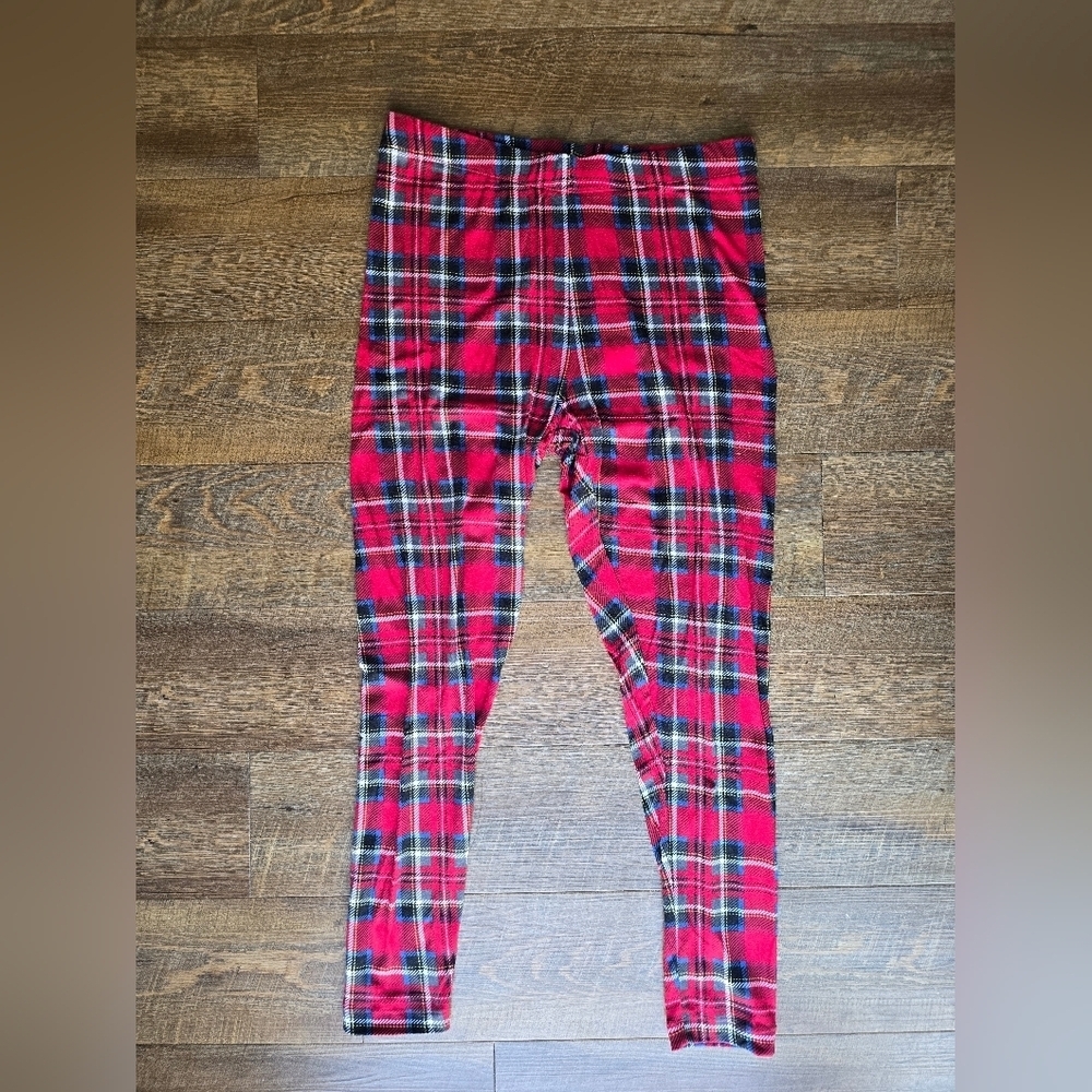 George Red Plaid Leggings Women's Large